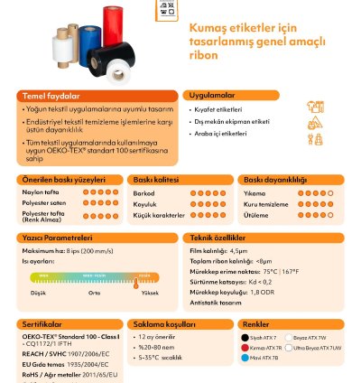 Atx7 Orta Yıkama Tekstil Ribon Siyah 40mm x 300mt (OUT)